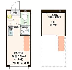 ハーモニーテラス志茂16 ワンルームの間取図画像