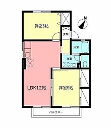 コーポ藤 2階2LDKの間取り