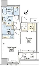 レジディアタワー上池袋 タワー棟 18階1LDKの間取り