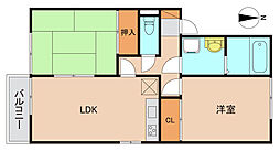 シャトレ・モリヤマ　ＣＤ 2階2DKの間取り