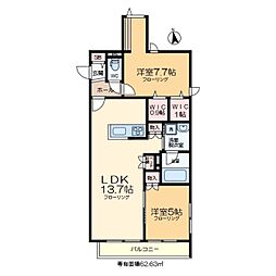 Ｂｏｎｈｅｕｒ　ｄｅ　Ｃｈｉｅｎ　Ｋｉｔａａｙａｓｅ 2階2LDKの間取り