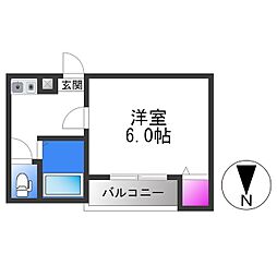 ロイヤル加美北 1Kの間取図画像