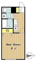 京王相模原線 南大沢駅 バス14分 殿ヶ谷下車 徒歩1分の賃貸アパート 2階1Kの間取り