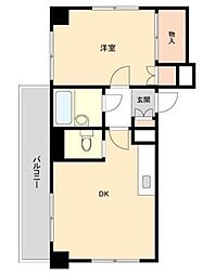 Zion Court上池台 2階1DKの間取り