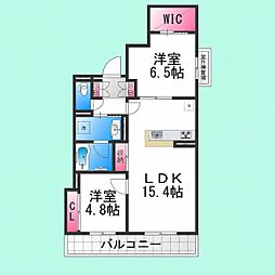 堺市北区東雲東町1丁マンション 2LDKの間取図画像
