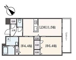 shamaison武蔵野弐番館 2LDKの間取図画像