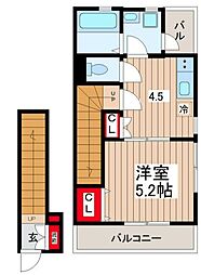 AXIS A 2階1Kの間取り