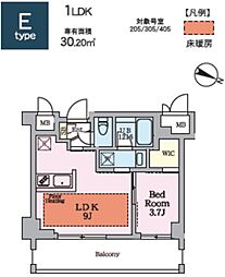 ヴィスタコート幡ヶ谷 1LDKの間取図画像