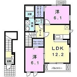 ブリーゼ 2階2LDKの間取り