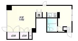 サンドエル若葉 3階ワンルームの間取り