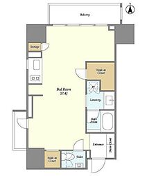 HF上野レジデンスイースト 4階ワンルームの間取り