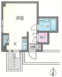 トップ勝田台 5階ワンルームの間取り