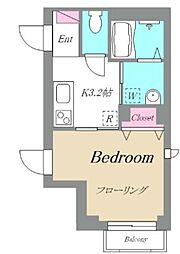 太陽コート 3階1Kの間取り