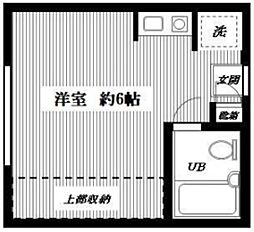 ヴィラ杏 1階ワンルームの間取り