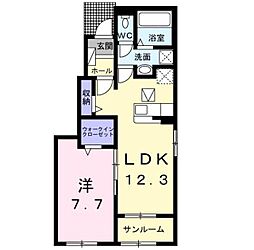 柏市根戸アパート 1LDKの間取図画像