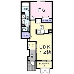 コンフォルト若葉 1LDKの間取図画像
