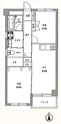 ラーク市川 5階2DKの間取り