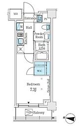 J.GRANCourt品川西大井WEST 1Kの間取図画像