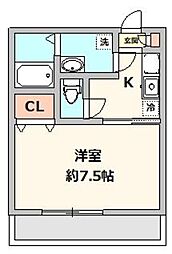 エクセルコーポ 1Kの間取図画像