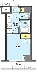 コンフォリア芝浦キャナル 1Kの間取図画像