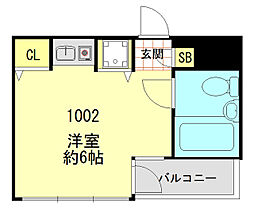 グローバリービュー・テラス4 ワンルームの間取図画像