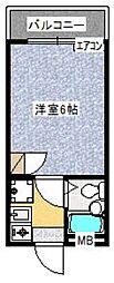 インパレス湖北 ワンルームの間取図画像