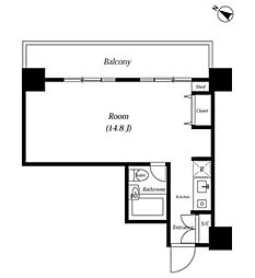 メゾン・ド・ヴィレ麻布台 10階1Kの間取り