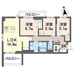 フォーシーズン南多摩 3LDKの間取図画像