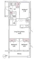 Estelle 3階3LDKの間取り