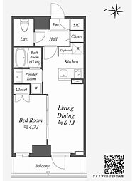 Alpha Prime東陽町 9階1LDKの間取り