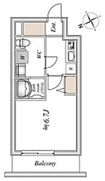 LIME RESIDENCE HIGASHINAKAYAMA 2階1Kの間取り