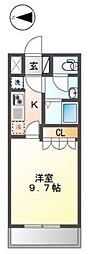 シェルル江北 2階1Kの間取り