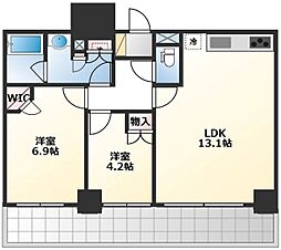 JR山手線 五反田駅 徒歩1分の賃貸マンション 11階2LDKの間取り