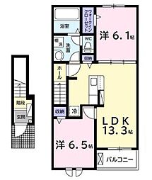 ベリッシモ ソーレ 2階2LDKの間取り