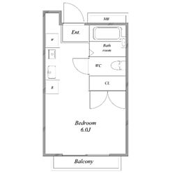 エルム高幡B棟 2階ワンルームの間取り