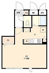 ボヌール石神井公園 4階1Kの間取り