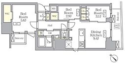 MFPRコート日本橋馬喰町 5階3DKの間取り