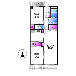 メゾンミヤビ 2LDKの間取図画像