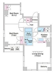コンフォリア浅草駒形 11階2LDKの間取り