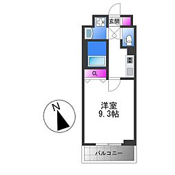 JR阪和線 美章園駅 徒歩2分の賃貸マンション 3階1Kの間取り