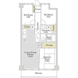 アーバンパーク常盤台公園B棟 3LDKの間取図画像