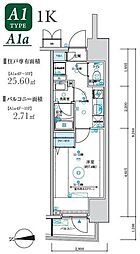 京王線 京王八王子駅 徒歩2分の賃貸マンション 5階1Kの間取り