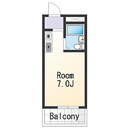 プレゼンス西高松 5階ワンルームの間取り