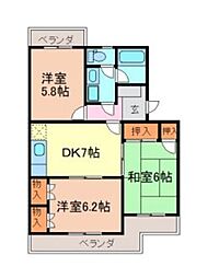 アビタシオン富士 3DKの間取図画像