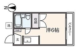 JR中央線 武蔵境駅 バス11分 木の実保育園前下車 徒歩3分の賃貸アパート 2階ワンルームの間取り