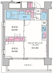 レジディア品川シーサイド 9階2LDKの間取り