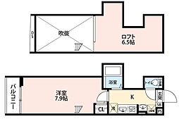 グランクオール日進 3階1Kの間取り