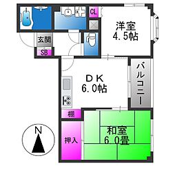 エトルアンボーテ平野 2DKの間取図画像