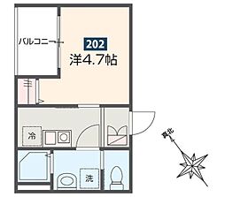ＭＥＬＤＩＡ京成稲毛 2階1Kの間取り