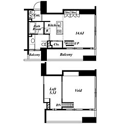 プレミアブラン代々木公園 7階ワンルームの間取り